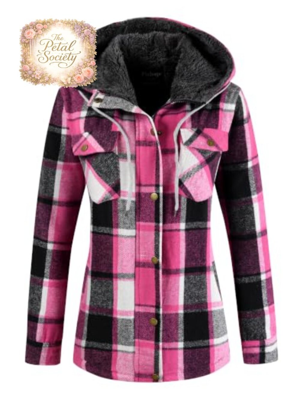 Plaid Sherpa Lined Hooded Jacket Fleece Flannel Coat
